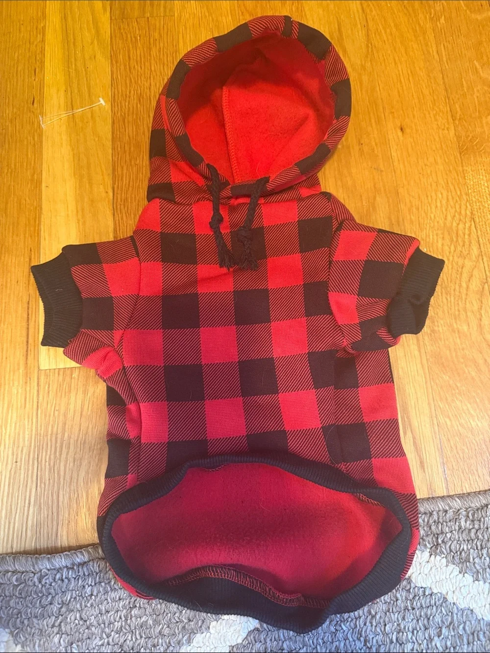 Red and Black Buffalo Plaid Pet Hoodie